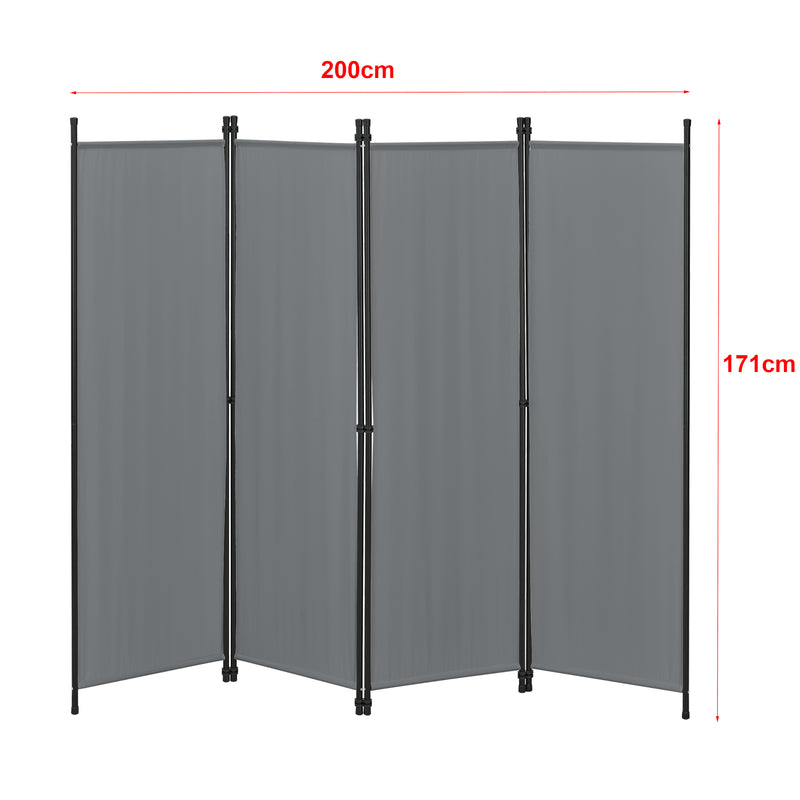 Schiță cotată Paravan Huesca 4 piese 200x171 cm culori variate en.casa