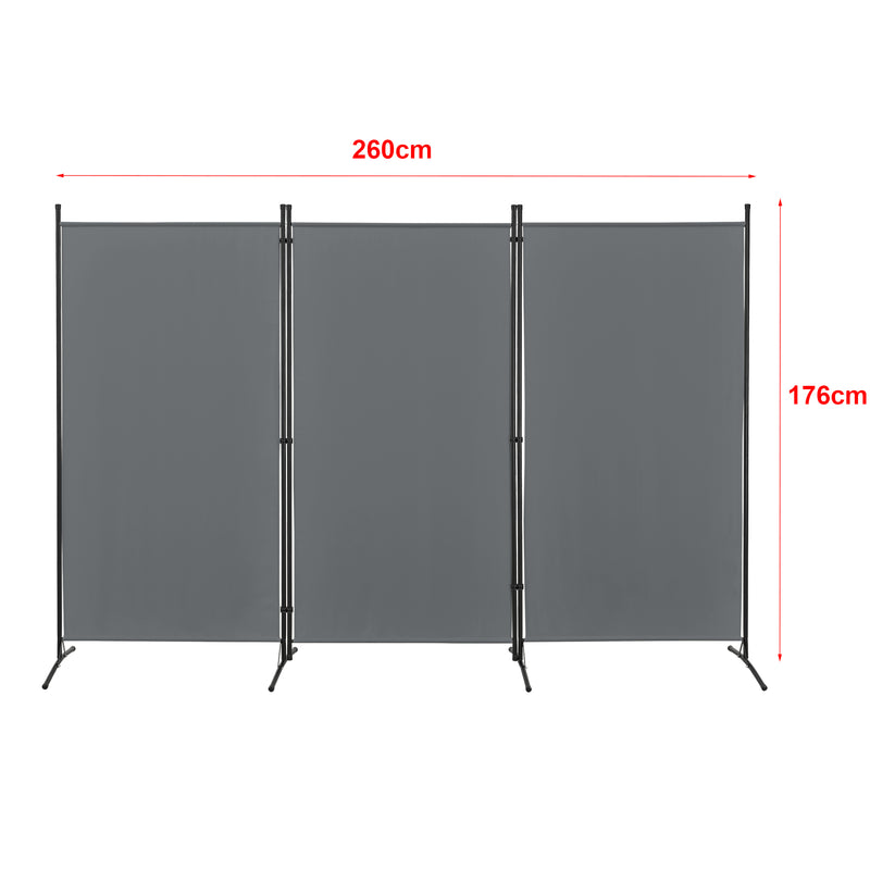 Schiță cotată Paravan Teruel 3 piese 260x176 cm culori variate en.casa