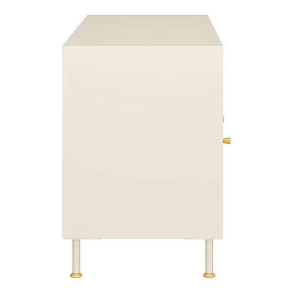 Comoda TV Lindau 120x40x59 cm cu 3 usi crem deschis [en.casa]