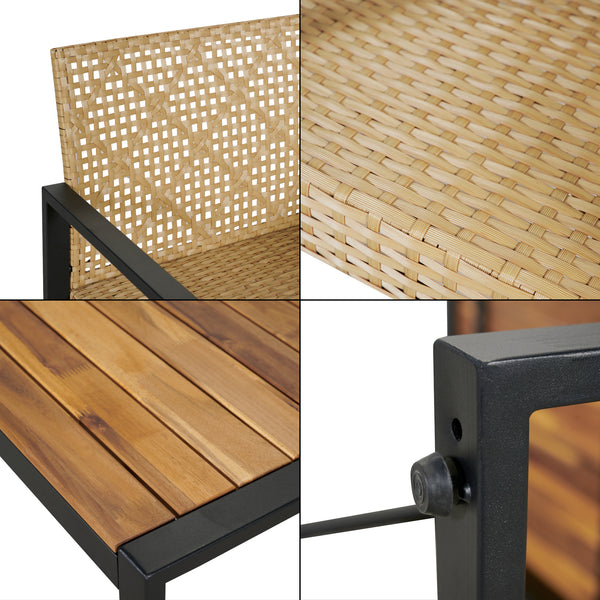 Set mobilier gradina 4 piese Calciano 1 masa 1 banca 2 scaune efect ratan bej [casa.pro]