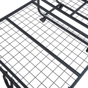Pat pliabil cu saltea Lustendi 200x90 cm otel negru [en.casa]