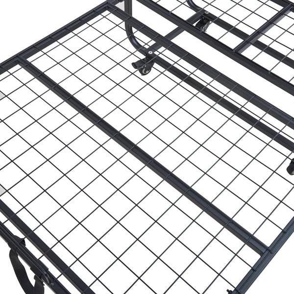 Pat pliabil cu saltea Lustendi 200x90 cm otel negru [en.casa]