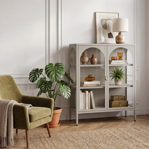 Vitrina cu 2 usi sticla Klippestad 95x80x35 cm camel [en.casa]
