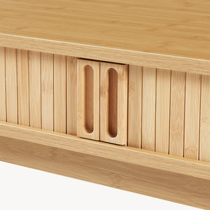 Masa consola cu 2 usi glisante Tysvær 110x40x78 cm bambus natur [en.casa]