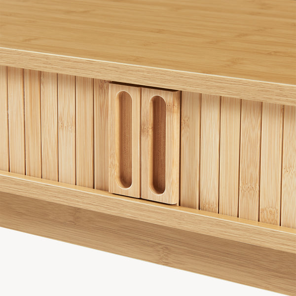 Masa consola cu 2 usi glisante Tysvær 110x40x78 cm bambus natur [en.casa]