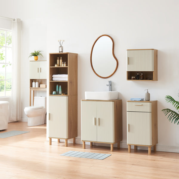 Dulap baie sub chiuveta Ferrersp 80x60x35 cm efect stejar/oatmeal/natur [en.casa]