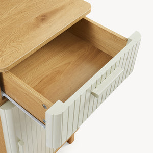 Dulap mediu baie cu sertar Ferrersp 80x40x35 cm efect stejar/oatmeal/natur [en.casa]