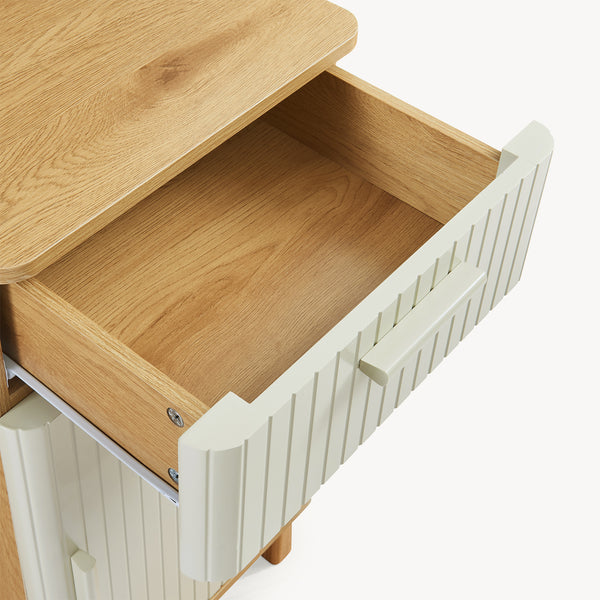 Dulap mediu baie cu sertar Ferrersp 80x40x35 cm efect stejar/oatmeal/natur [en.casa]