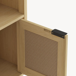 Comoda cu 2 usi si 2 rafturi Lukhomso 85x75x30 cm efect stejar/efect ratan/negru [en.casa]