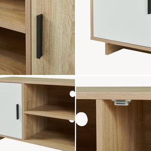 Comoda TV Kenta 120x39x52 cm efect stejar Sonoma/alb [en.casa]