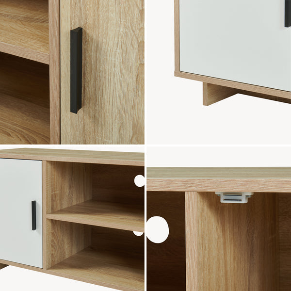 Comoda TV Kenta 120x39x52 cm efect stejar Sonoma/alb [en.casa]