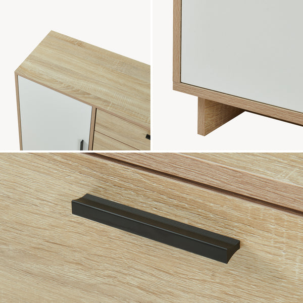 Comoda cu 3 sertare si 1 usa Kenta 100x35x72 cm stejar decor Sonoma/alb [en.casa]