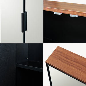 Dulap perete baie cu 2 usi cu oglinda Trond 50x60x15 cm engru/efect lemn nuc [en.casa]