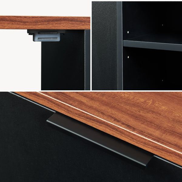 Dulap sub chiuveta cu 1 usa si 3 rafturi Trond 60x66x30 cm negru/efect lemn nuc  [en.casa]