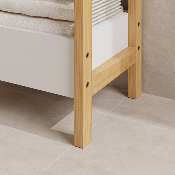Raft baie design ingust Anun 74x28x20 cm natur/alb [en.casa]