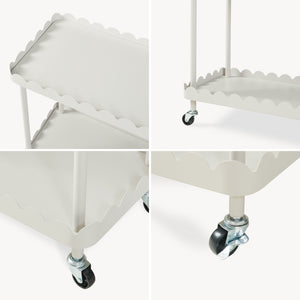 Carucior servire la masa cu 2 nivele si margine inaltata ondulata Bolmanralu 60x60x30 cm otel/pal gri [en.casa]
