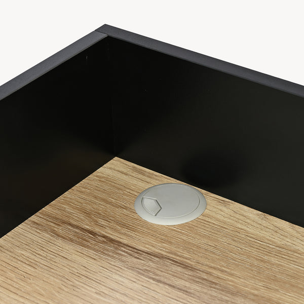 Birou Kappespoo 84x80x50 cm Negru/Aspect stejar [en.casa]