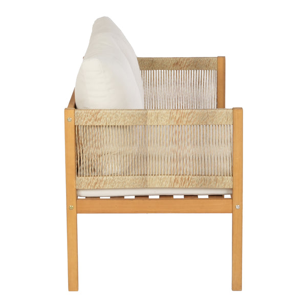 Set 4 piese mobilier gradina Cannole salcam si poliratan efect lemn bej [casa.pro]