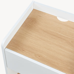 Noptiera cu sertar Kuorshare 55x42x37 cm alb/efect stejar [en.casa]