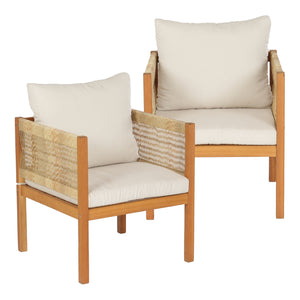 Set 4 piese mobilier gradina Cannole salcam si poliratan efect lemn bej [casa.pro]