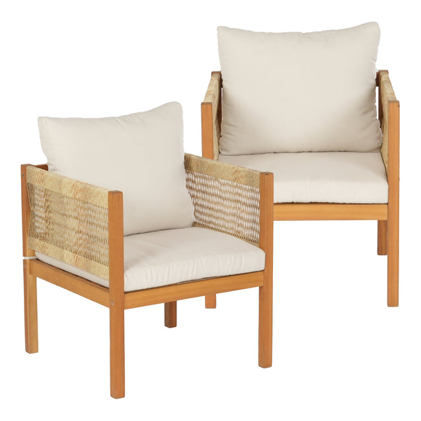 Set 4 piese mobilier gradina Cannole salcam si poliratan efect lemn bej [casa.pro]