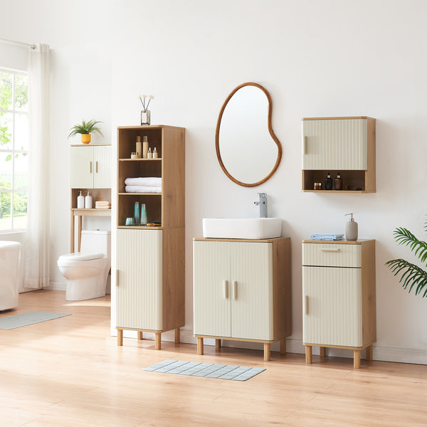 Dulap perete baie Ferrersp 50x45x24 cm efect stejar/oatmeal [en.casa]