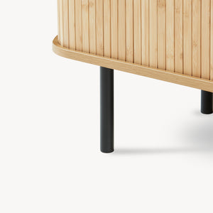 Dulap cu 2 usi glisante pt pantofi Tvedestrand 100x40x80 cm mdf/bambus/metal natur/negru [en.casa]