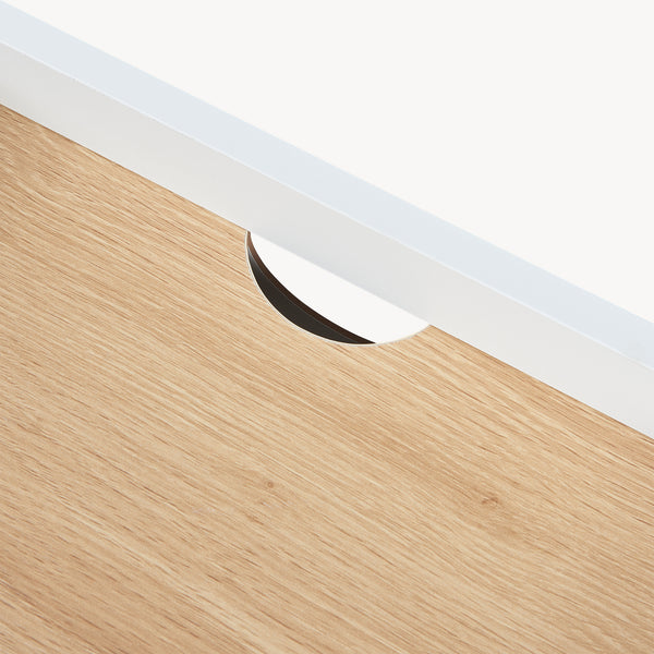 Noptiera cu sertar Kuorshare 55x42x37 cm alb/efect stejar [en.casa]