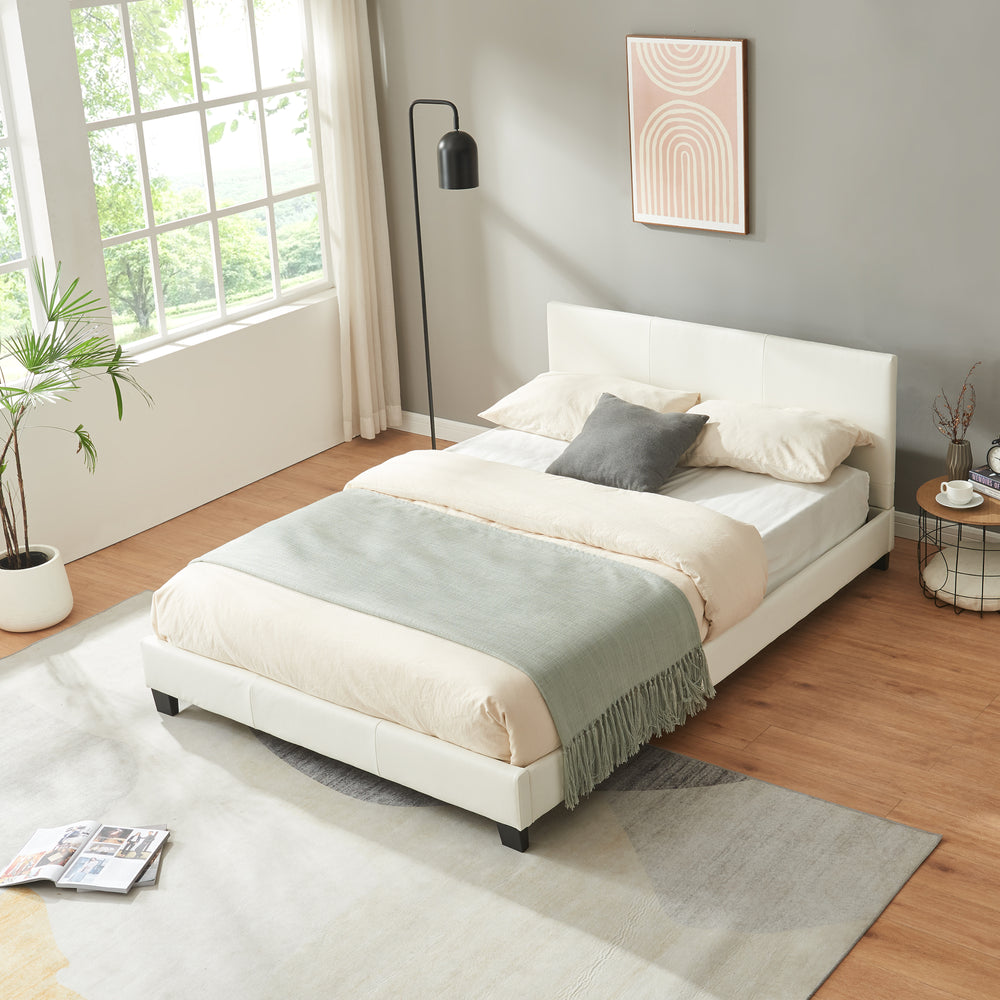 Kunstlederbett Albacete 140x200 cm Weiß Corium - premiumXL