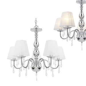 [lux.pro]® Lustra eleganta Laval – lampa de plafon cu cinci brate – 5 x E14 - crom, alb