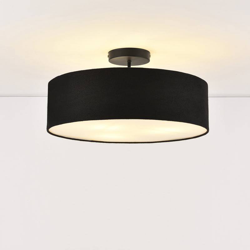 Schiță cotată [lux.pro]® Plafoniera Missouri, 30 x 45 cm, 3 x E27, max. 60W, 230V, plastic, efect tesatura, negru/alb