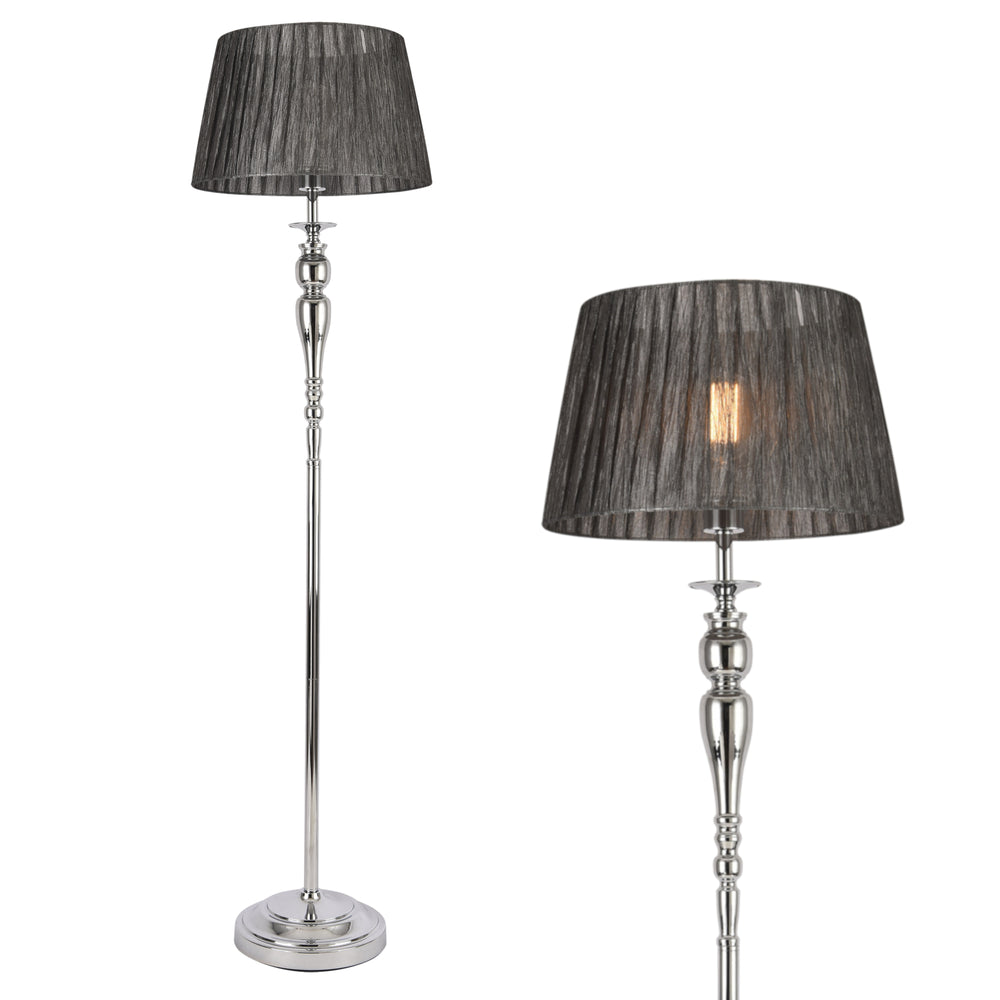 Stehleuchte Lingen 151 cm E27 60W Metall Chrom/Grau lux.pro - premiumXL