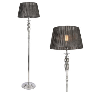 Lampa podea Lingen 1 x E27 metal/tesatura crom/gri [lux.pro] 