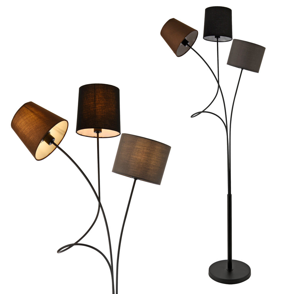 Lampadar Treviso 3 x E14 maro negru gri [lux.pro]