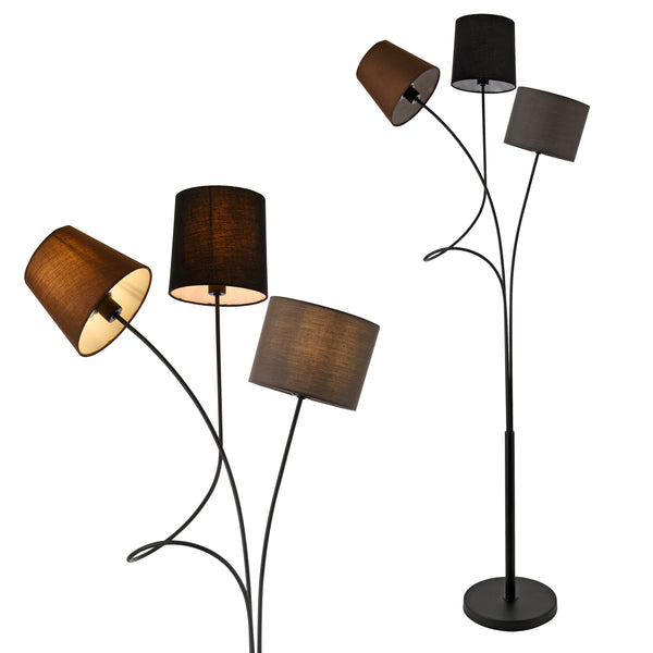 Lampadar Treviso 3 x E14 maro negru gri [lux.pro]