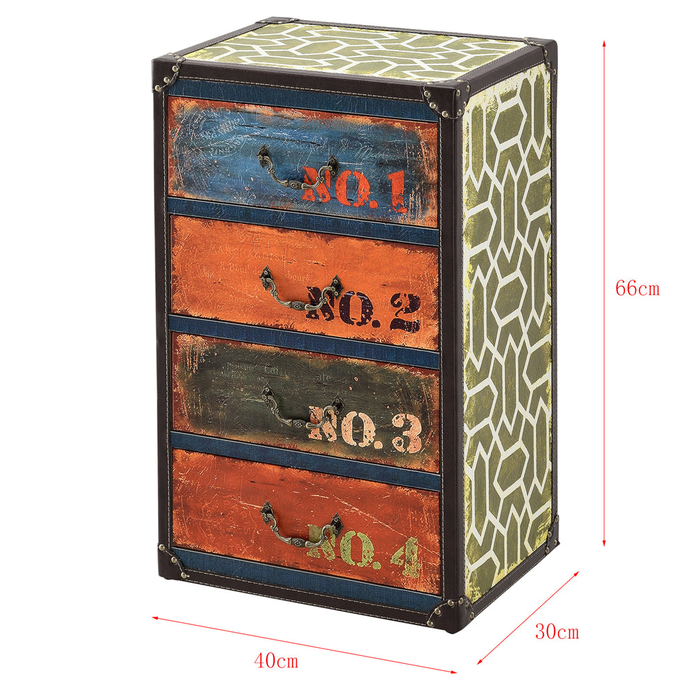 Comoda Goslar design industrial cu 4 sertare imitatie piele multicolor [en.casa]