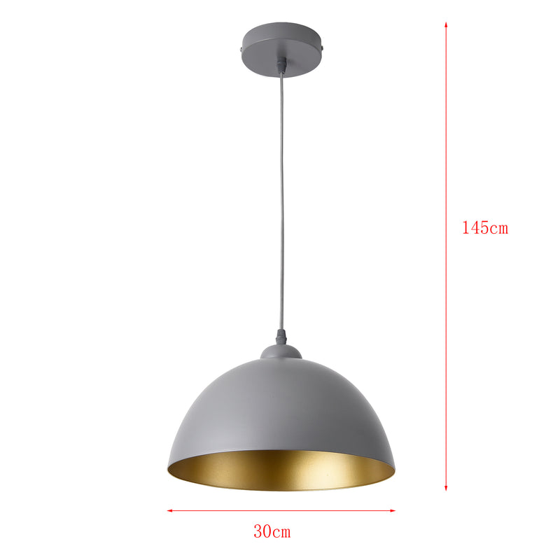 Schiță cotată Set 2 bucati lustra Toulon 145 cm metal 2 x E27 gri/ auriu [lux.pro]