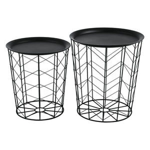 Masuta cafea Cerisey set 2 bucati cu blat detasabil metal negru [en.casa]