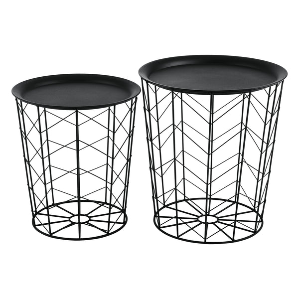Masuta cafea Cerisey set 2 bucati cu blat detasabil metal negru [en.casa]