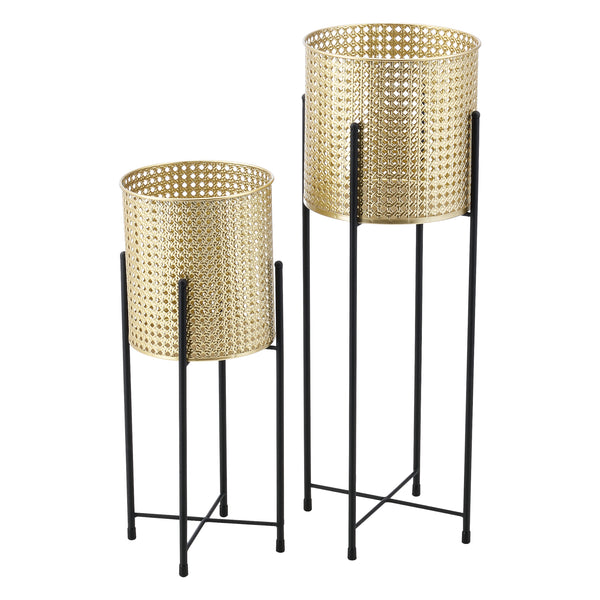 Suport plante Mol 2 bucati metal negru/auriu masuri diferite [en.casa]
