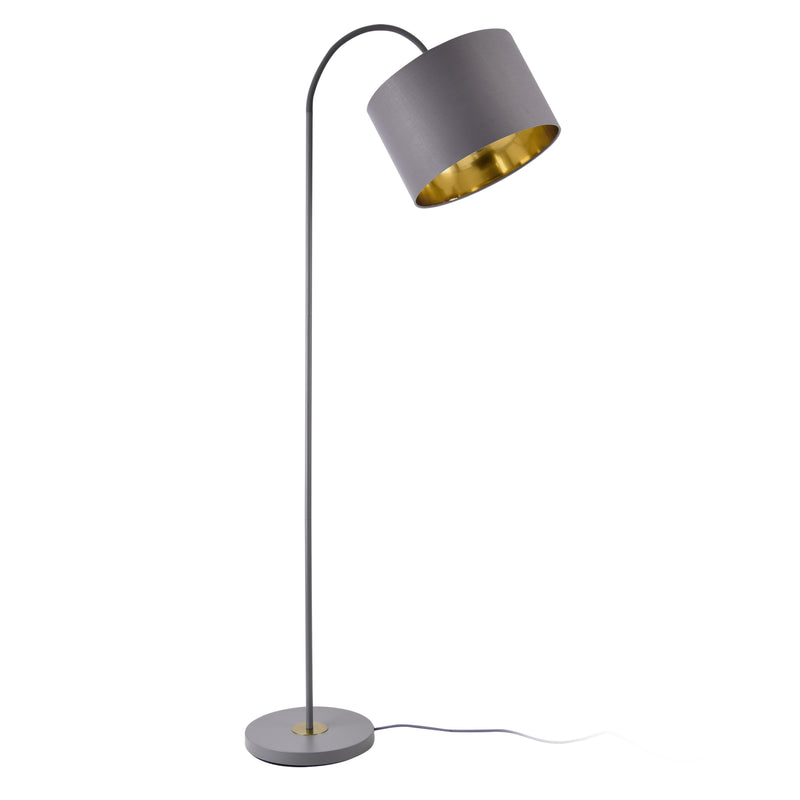 Schiță cotată Lampadar Toledo 1 x E27 metal/textil 173 cm gri [lux.pro]