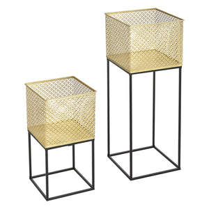 Suport flori Juprelle 2 bucati masuri diferite metal negru/auriu [en.casa]