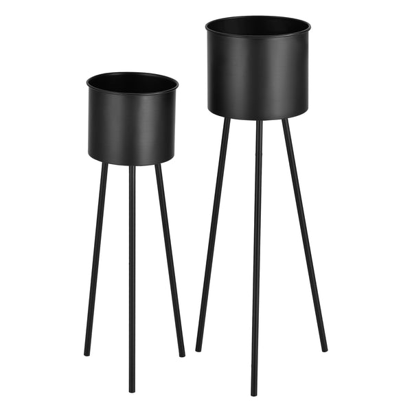 Suport flori Dalhem set 2 bucati metal negru masuri diferite [en.casa]