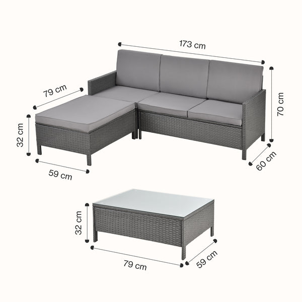 Set mobilier gradina ACRS-17025 canapea taburet masa ratan sintetic [en.casa]
