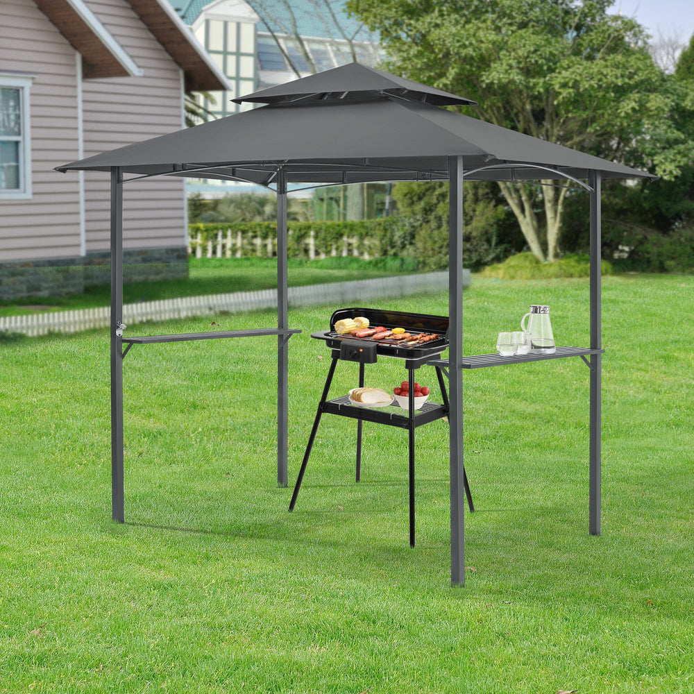 Grillpavillon Parga 250x241x151cm Dunkelgrau en.casa - premiumXL