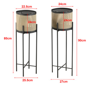 Suport flori Colfontaine set 2 bucati masuri diferite negru/bej nisip [en.casa]