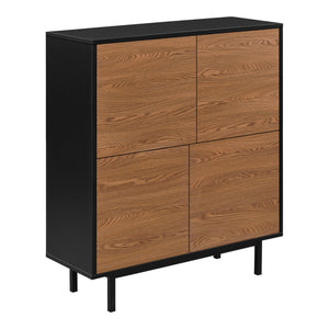 Comoda cu 4 usi Gnosjo 93 x 80 x 30 cm negru/efect lemn nuanta inchisa [en.casa] 
