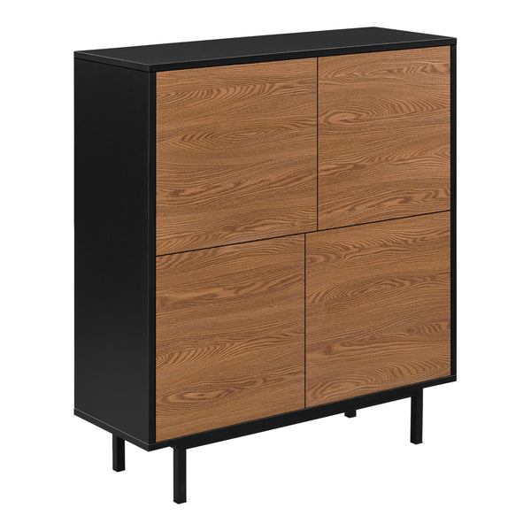 Comoda cu 4 usi Gnosjo 93 x 80 x 30 cm negru/efect lemn nuanta inchisa [en.casa] 