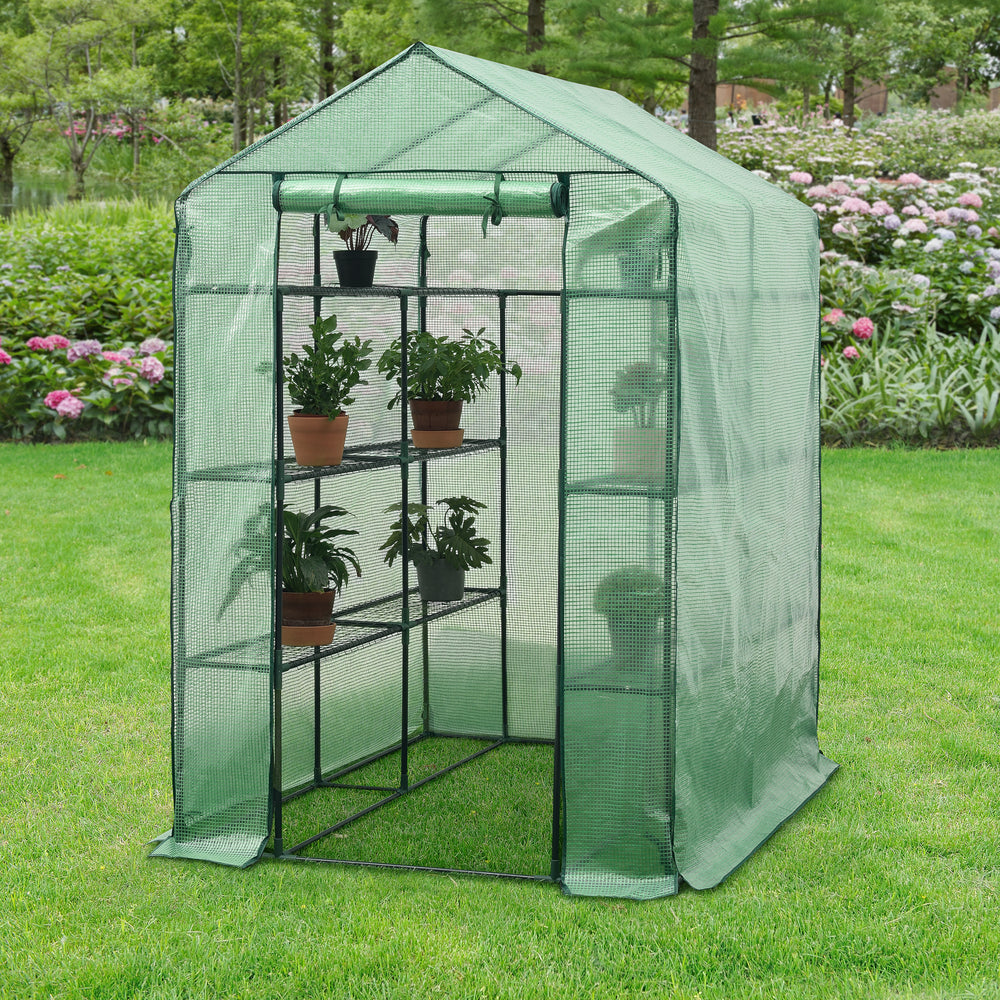 Gewächshaus Vale mit Ablagen 120x170x194cm Grün [en.casa] - premiumXL