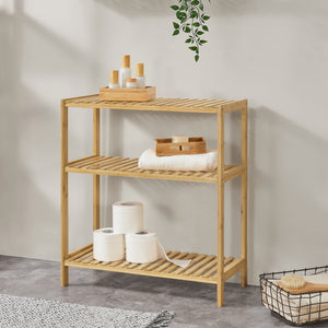 Raft bambus cu 3 polite Nyköping culoarea lemnului natur [en.casa]